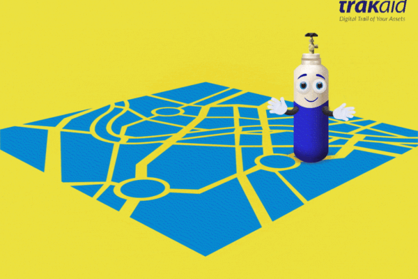A blue bottle with a smiley face on a yellow background