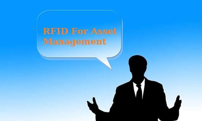 A silhouette of a man in a suit with a speech bubble saying rfid for